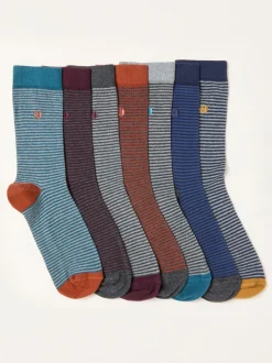 Fat Face FatFace 7 paires de chaussettes à fines rayures Clearance