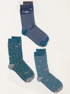Fat Face FatFace 3 paires de chaussettes requin Hot