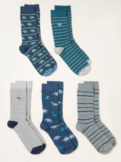 Fat Face FatFace 5 paires de chaussettes dinosaures Clearance