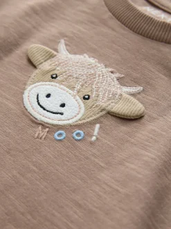 Next Fauve neutre Hamish - Lot de 3 T-shirts à manches longues imprimé animal et personnage (3mois-7 ans) Sale