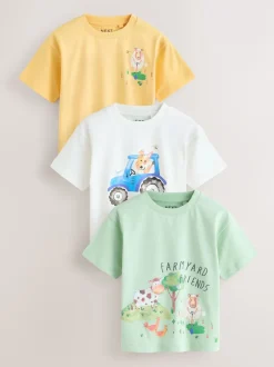 Next - Lot de 3 t-shirts graphiques à manches courtes (3mois7ans) Ferme aquarelle verte Best