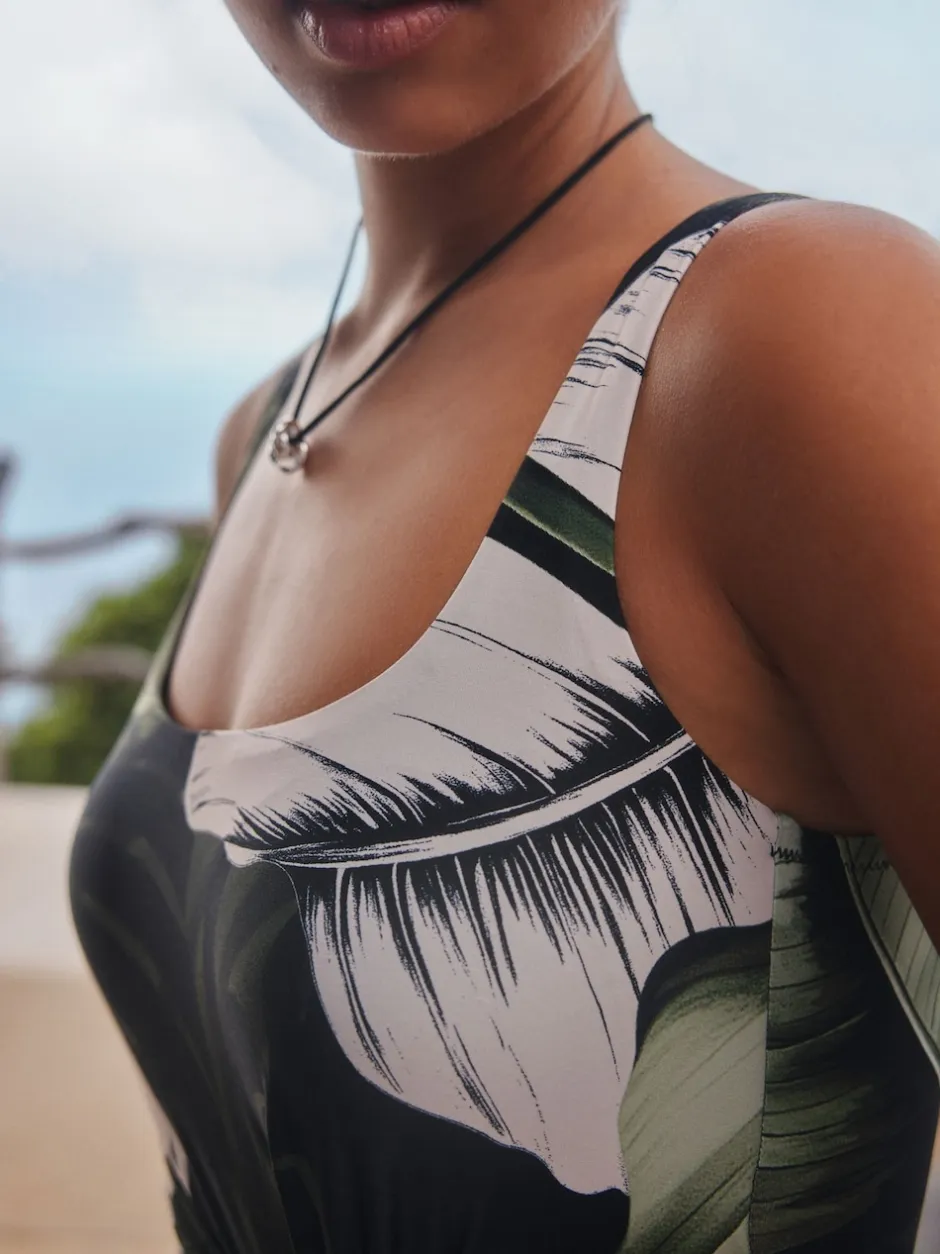 Next Feuille noire/verte - Maillot de bain Twist Scoop pour le contrôle du ventre Discount