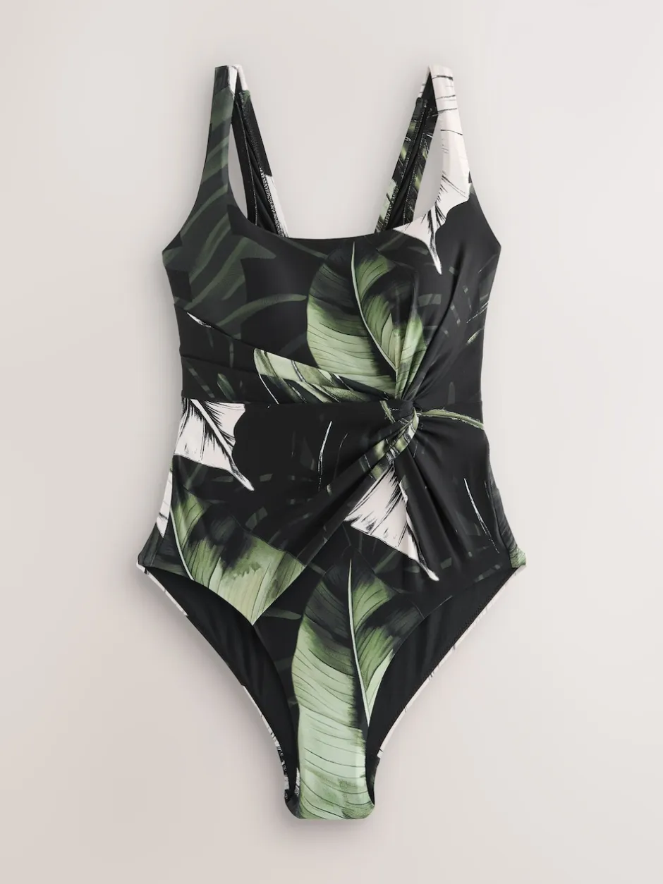 Next Feuille noire/verte - Maillot de bain Twist Scoop pour le contrôle du ventre Discount