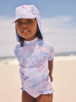 Next Feuille papillon violet lilas - Ensemble de bain Sunsafe à manches courtes (3mois à10ans) Clearance