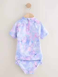 Next Feuille papillon violet lilas - Ensemble de bain Sunsafe à manches courtes (3mois à10ans) Clearance