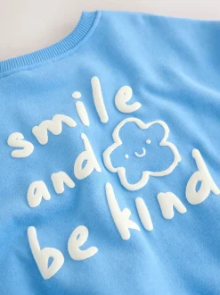 Next - Sweat à col ras du cou (3mths-7yrs) Fleur bleue New