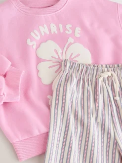Next - Ensemble Sweat-shirt et Pantalons Amples (3mois-7ans) Fleur rose Sale