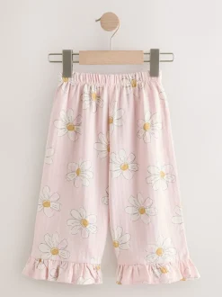 Next Fleur rose - Pantalons à Jambe large à volants (3mois-7ans) Outlet