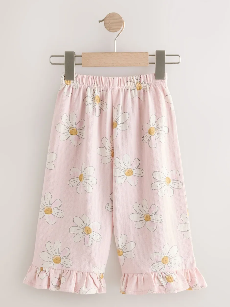 Next Fleur rose - Pantalons à Jambe large à volants (3mois-7ans) Outlet