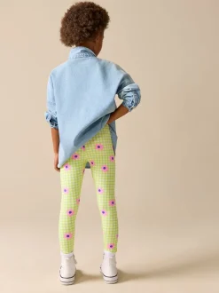 Next - Leggings (3-16ans) Fleur vichy vert/rose Discount