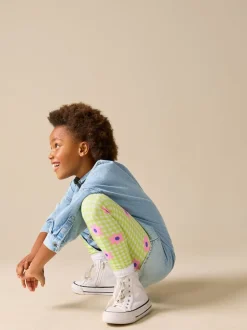 Next - Leggings (3-16ans) Fleur vichy vert/rose Discount