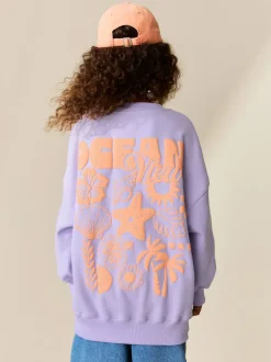 Next Fleur violette lilas - Sweat-shirt (3-16yrs) Outlet