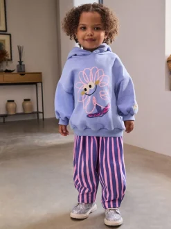 Next Fleur violette rayée - Ensemble sweat à capuche et coupe ballon Survêtement (3mois -7ans)