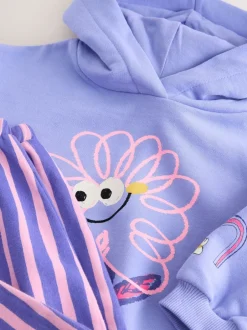 Next Fleur violette rayée - Ensemble sweat à capuche et coupe ballon Survêtement (3mois -7ans)