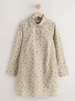Next Fleuri neutre - Robe chemise à manches longues en sergé de coton Clearance