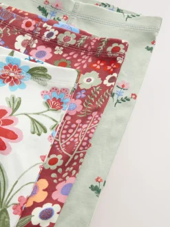 Next Fleuri rouge/vert - Lot de 3 pyjamas Snuggle (9mois-10ans) Sale