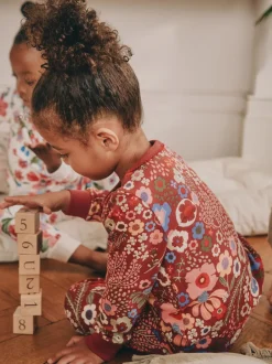 Next Fleuri rouge/vert - Lot de 3 pyjamas Snuggle (9mois-10ans) Sale