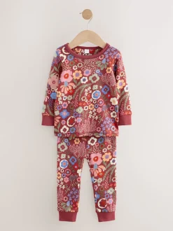 Next Fleuri rouge/vert - Lot de 3 pyjamas Snuggle (9mois-10ans) Sale