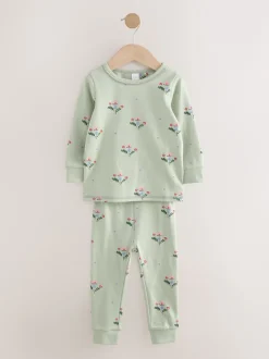 Next Fleuri rouge/vert - Lot de 3 pyjamas Snuggle (9mois-10ans) Sale