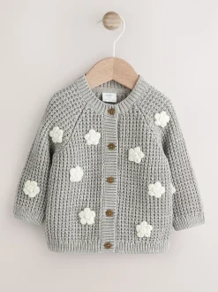 Next Fleurs grises au crochet - Cardigan tricoté pour bébé (0mths-3yrs)