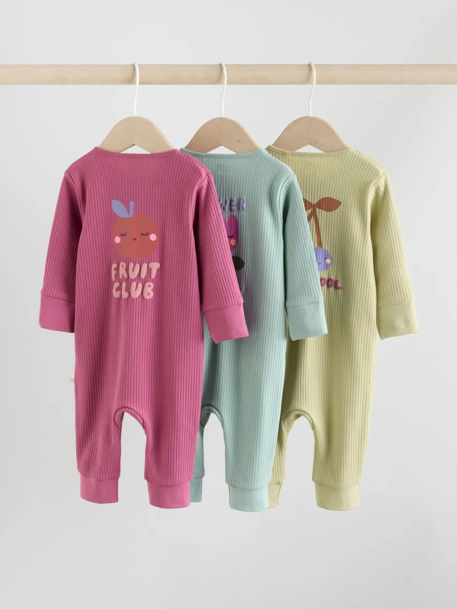 Next Fleurs multicolores - Combinaisons de nuit à fermeture éclair pour bébés 3 Pack (0mths-3yrs)