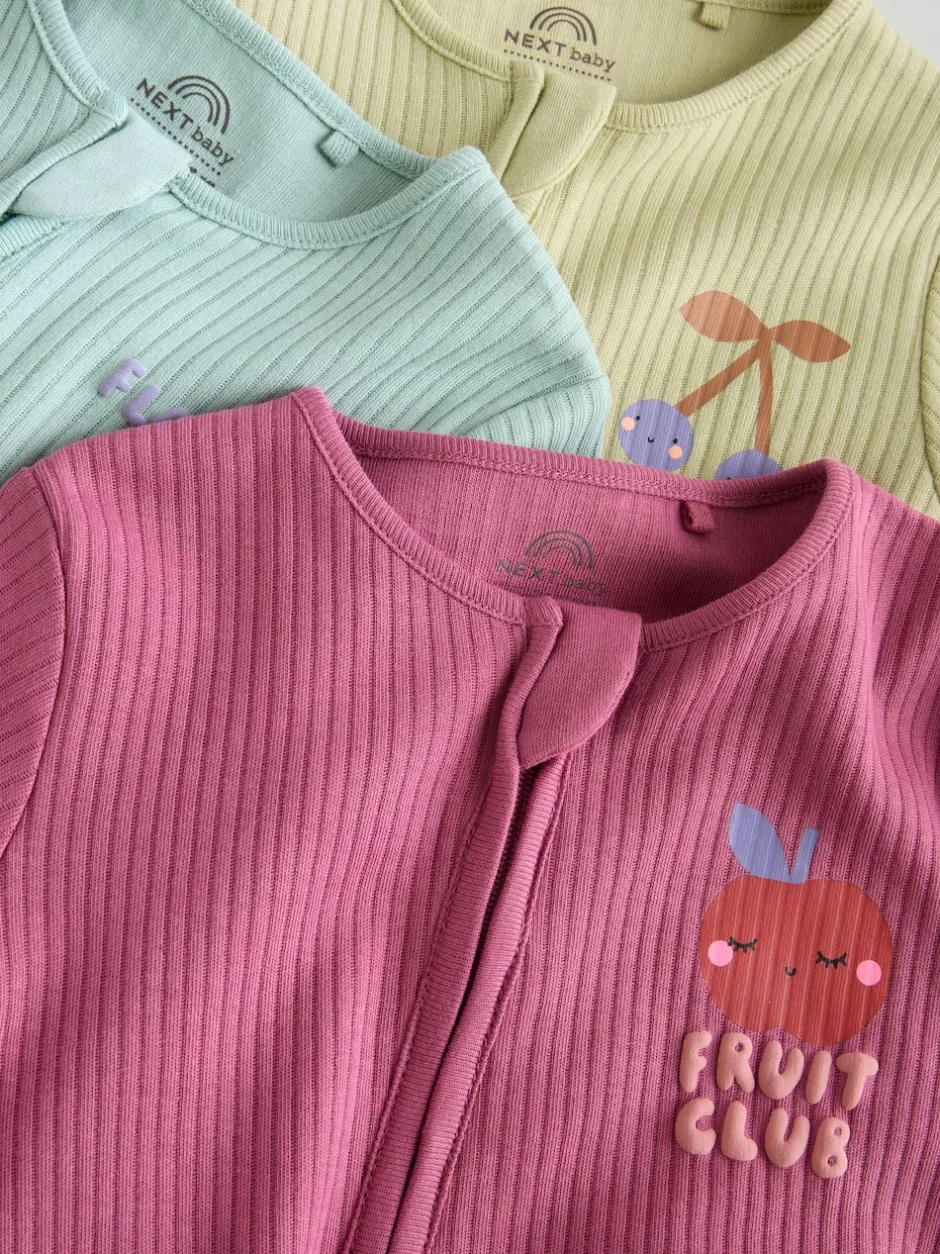 Next Fleurs multicolores - Combinaisons de nuit à fermeture éclair pour bébés 3 Pack (0mths-3yrs)