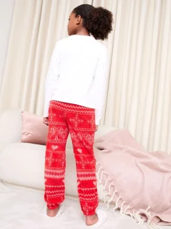 Lipsy Flocon de neige rouge/blanc - Pyjama Noël doux au toucher Fairisle Twosie (5-16ans) Online