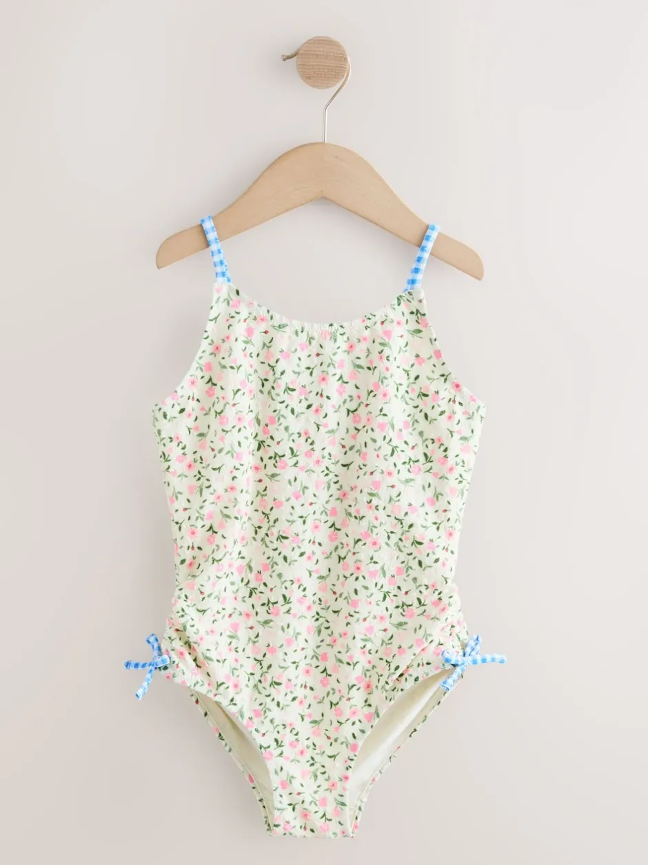 Next Floral à petites fleurs écrues Blanc - Maillot de bain froncé à bretelles (3-16ans) Sale