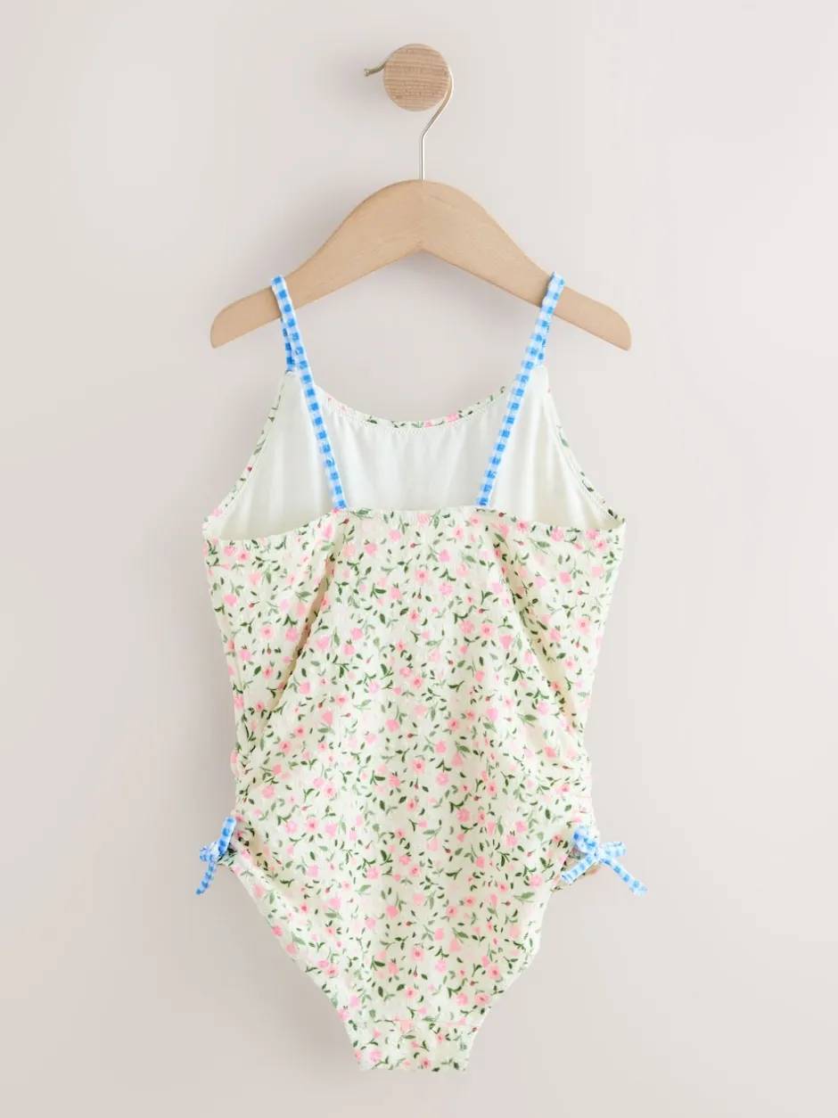 Next Floral à petites fleurs écrues Blanc - Maillot de bain froncé à bretelles (3-16ans) Sale