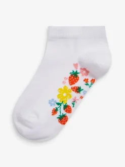 Next Floral blanc - Lot de 5 chaussettes de sport en coton riche avec semelle intérieure Sale