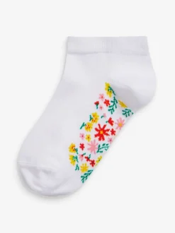 Next Floral blanc - Lot de 5 chaussettes de sport en coton riche avec semelle intérieure Sale
