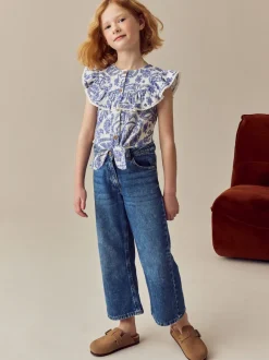 Next Floral bleu - Chemisier 100% coton avec col boutonné (316ans) Sale