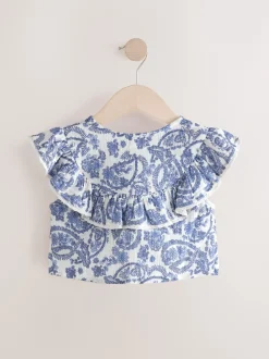 Next Floral bleu - Chemisier 100% coton avec col boutonné (316ans) Sale