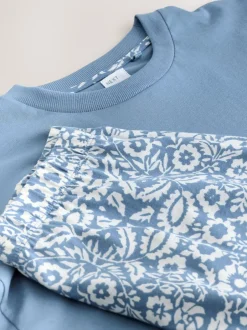 Next Floral bleu - Ensemble pyjama short en coton Hot