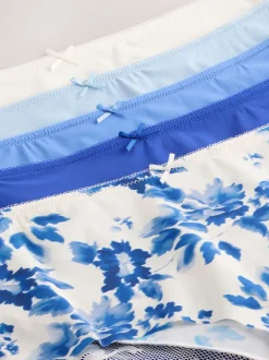 Next - No VPL Lace Back Briefs 5 Pack Floral bleu New