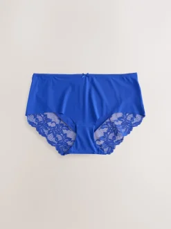 Next - No VPL Lace Back Briefs 5 Pack Floral bleu New