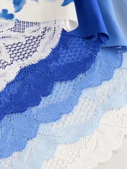 Next - No VPL Lace Back Briefs 5 Pack Floral bleu New