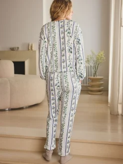 Next Floral bleu - Pyjama confortable à manches longues Outlet