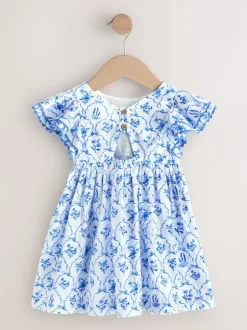 Next Floral bleu - Robe à manches d'ange (3mths-8yrs) Hot