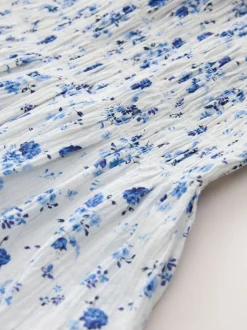 Next Floral bleu - Robe smockée à manches volantées (3-16ans) Discount