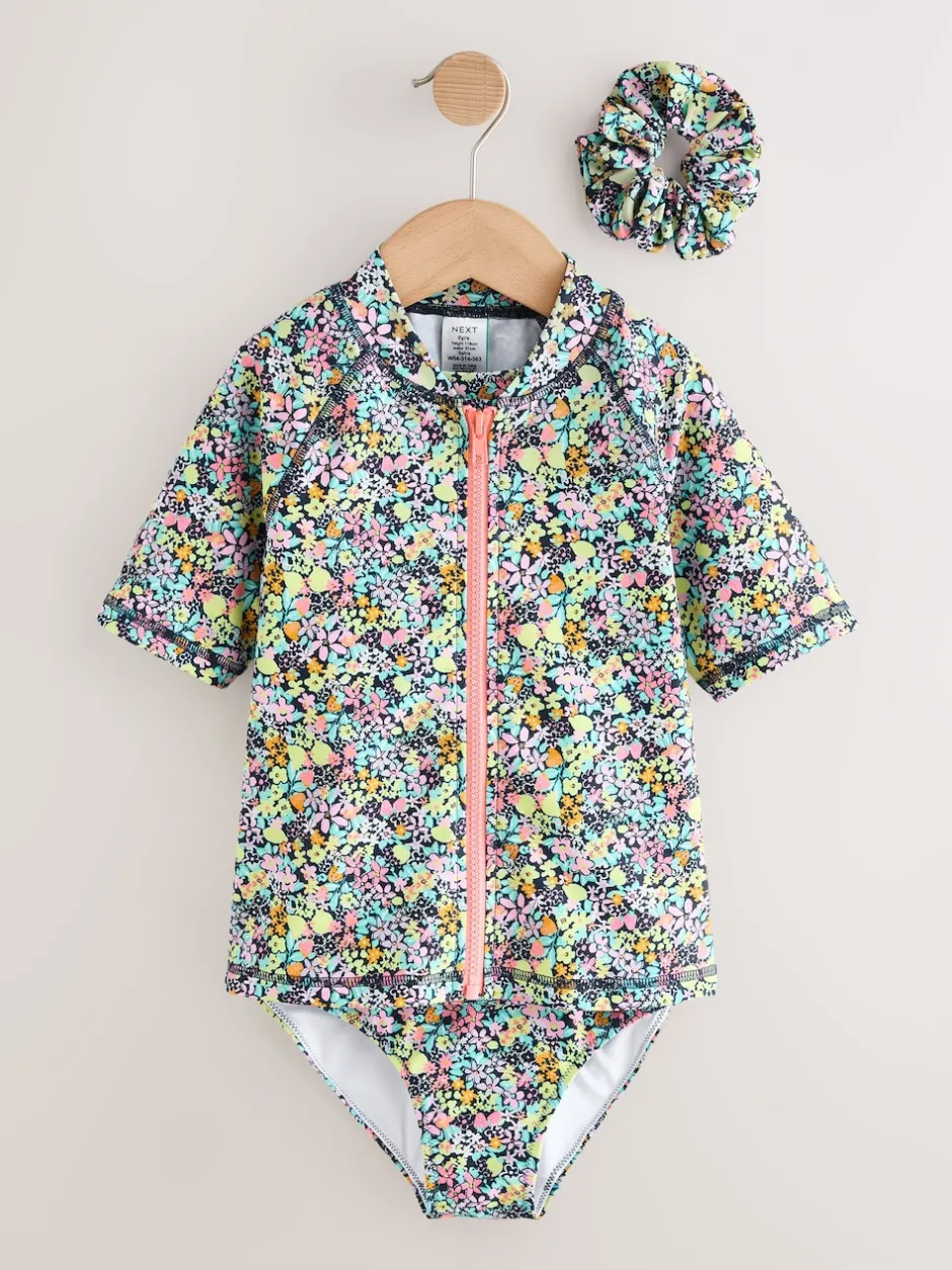 Next Floral Ditsy Noir - Ensemble bikini et chouchou Sunsafe Rash Gilet (3-16ans) Hot