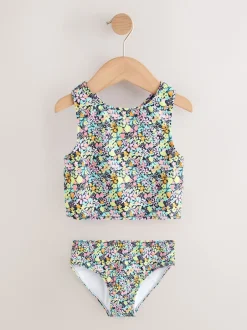 Next Floral Ditsy Noir - Ensemble bikini et chouchou Sunsafe Rash Gilet (3-16ans) Hot