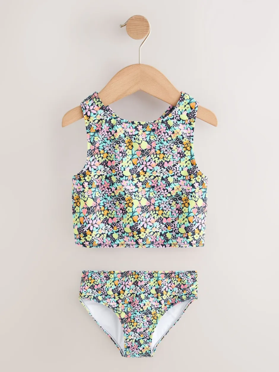 Next Floral Ditsy Noir - Ensemble bikini et chouchou Sunsafe Rash Gilet (3-16ans) Hot