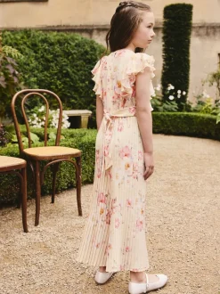 Next Floral jaune - Combinaison plissée à volants à manches courtes (3-16ans) Best