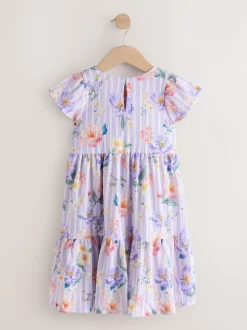 Next Floral lilac - Robe Effet froissé à manches d’ange (3-16ans) Discount
