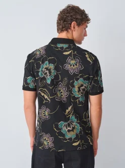 Next Floral noir - Manches courtes Imprimé Polos Hot