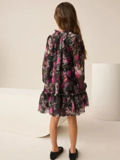 Next Floral noir - Manches longues Mesh Robes de fête (3-16yrs)