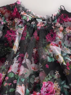 Next Floral noir - Manches longues Mesh Robes de fête (3-16yrs)