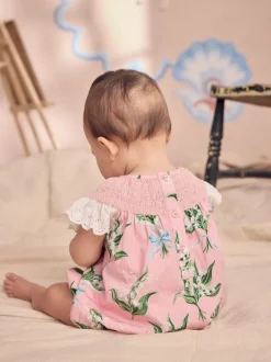 Next Floral rose - Barboteuse brodée Cath Kidston 100% coton imprimée Sale