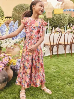 Next Floral rose - Combinaison plissée à volants à manches courtes (3-16ans) Best